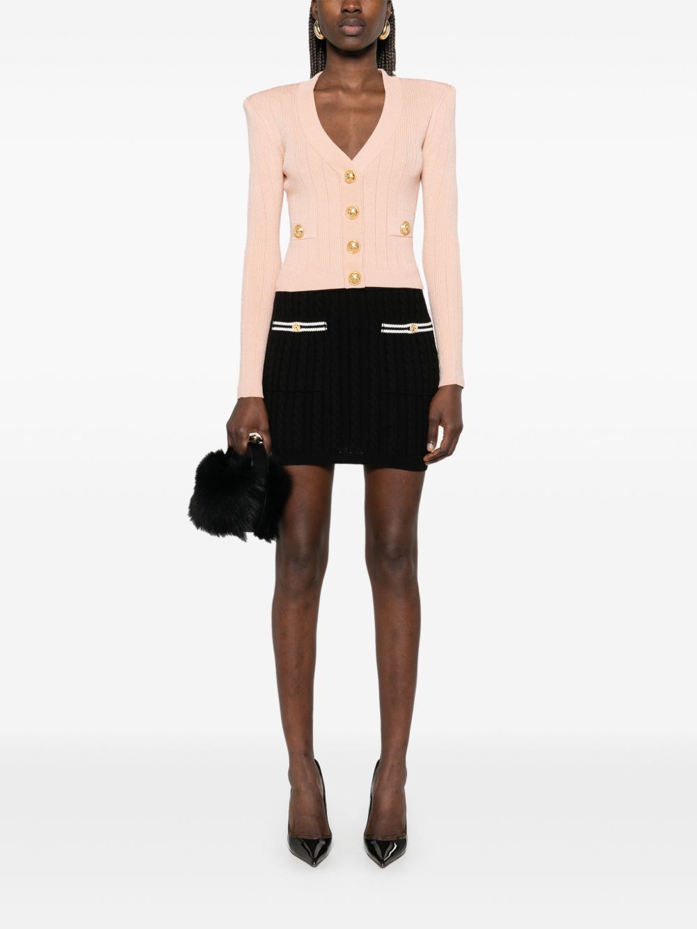 Къс плетен кардиган Balmain