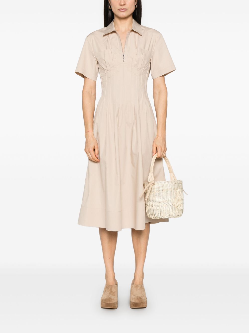 Рокля от поплин с плисета Tory Burch
