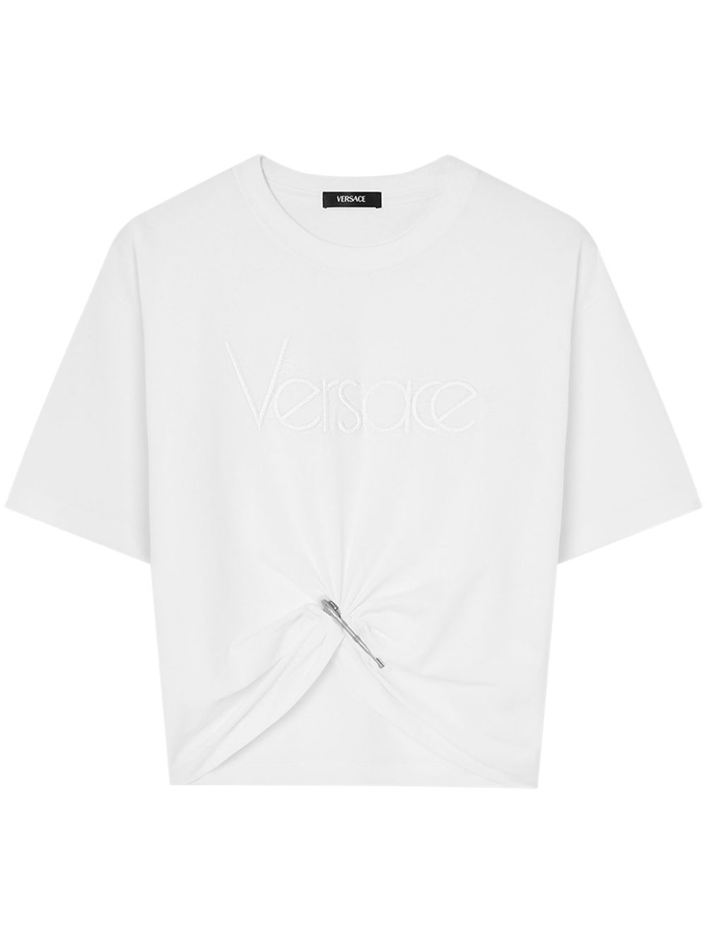 Тениска с бродирано лого на Versace в бяло