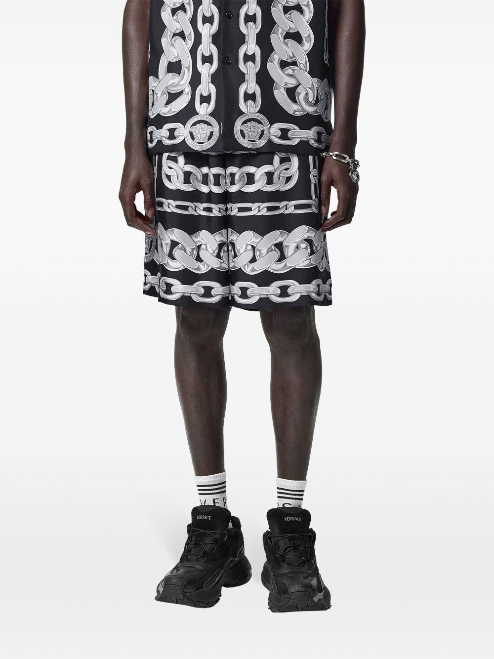 Копринени шорти Versace Medusa Chains