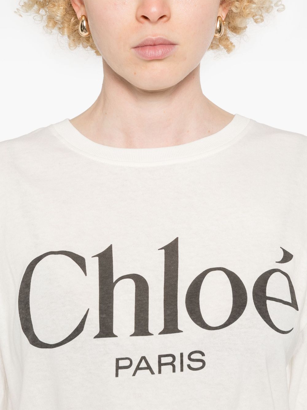 Тениска с лого от памучен трикотаж Chloè Oversized