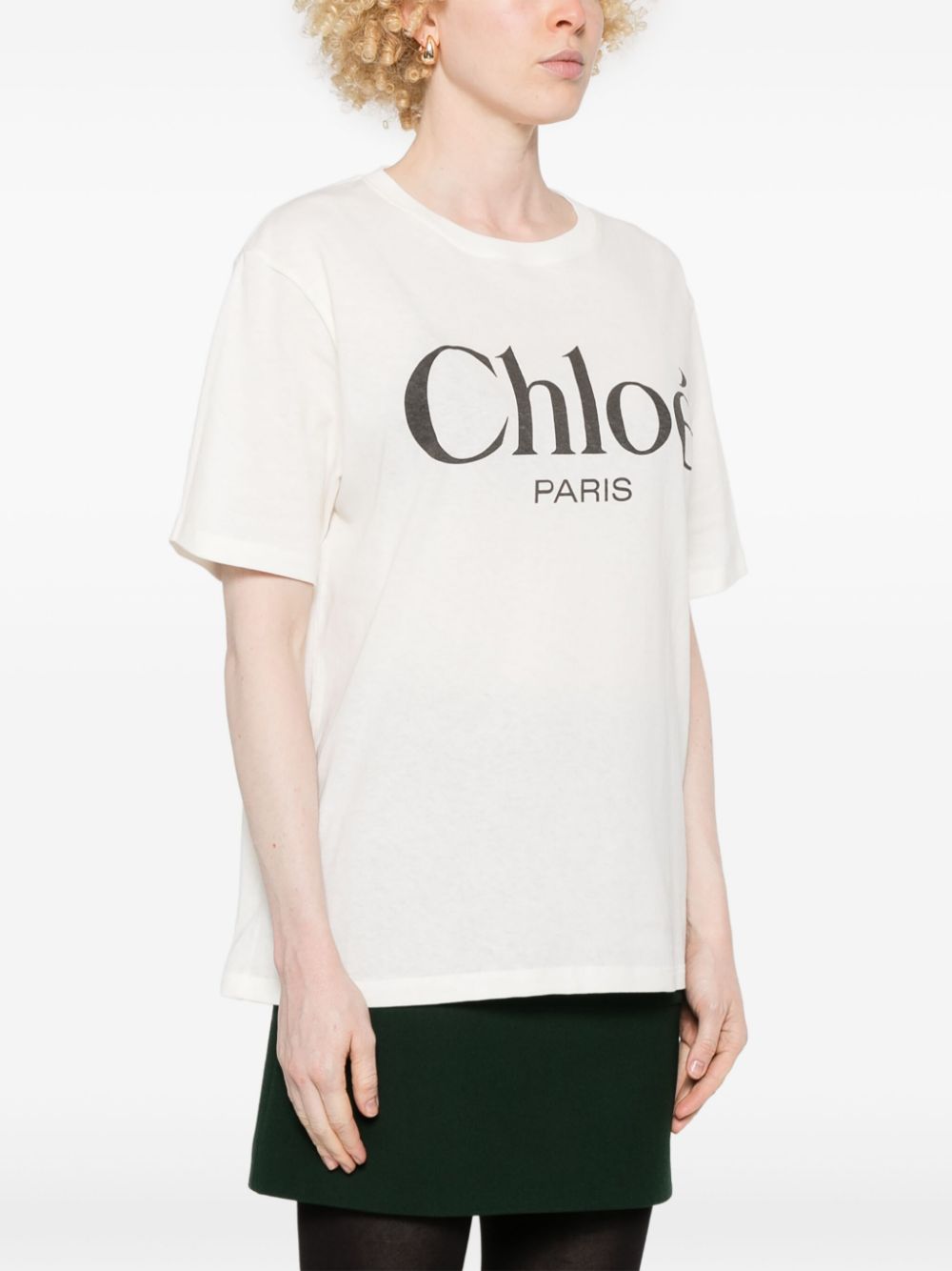 Тениска с лого от памучен трикотаж Chloè Oversized