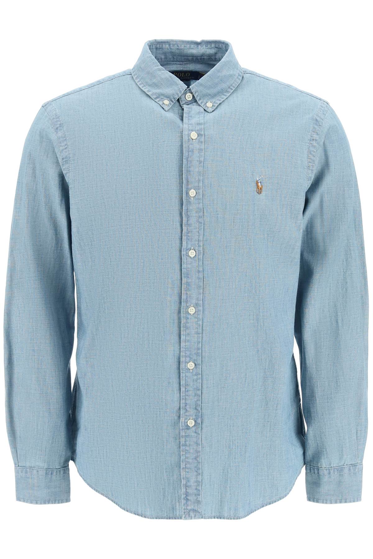 Риза Polo Ralph Lauren slim fit от шамбре с ефект на измиване на камък