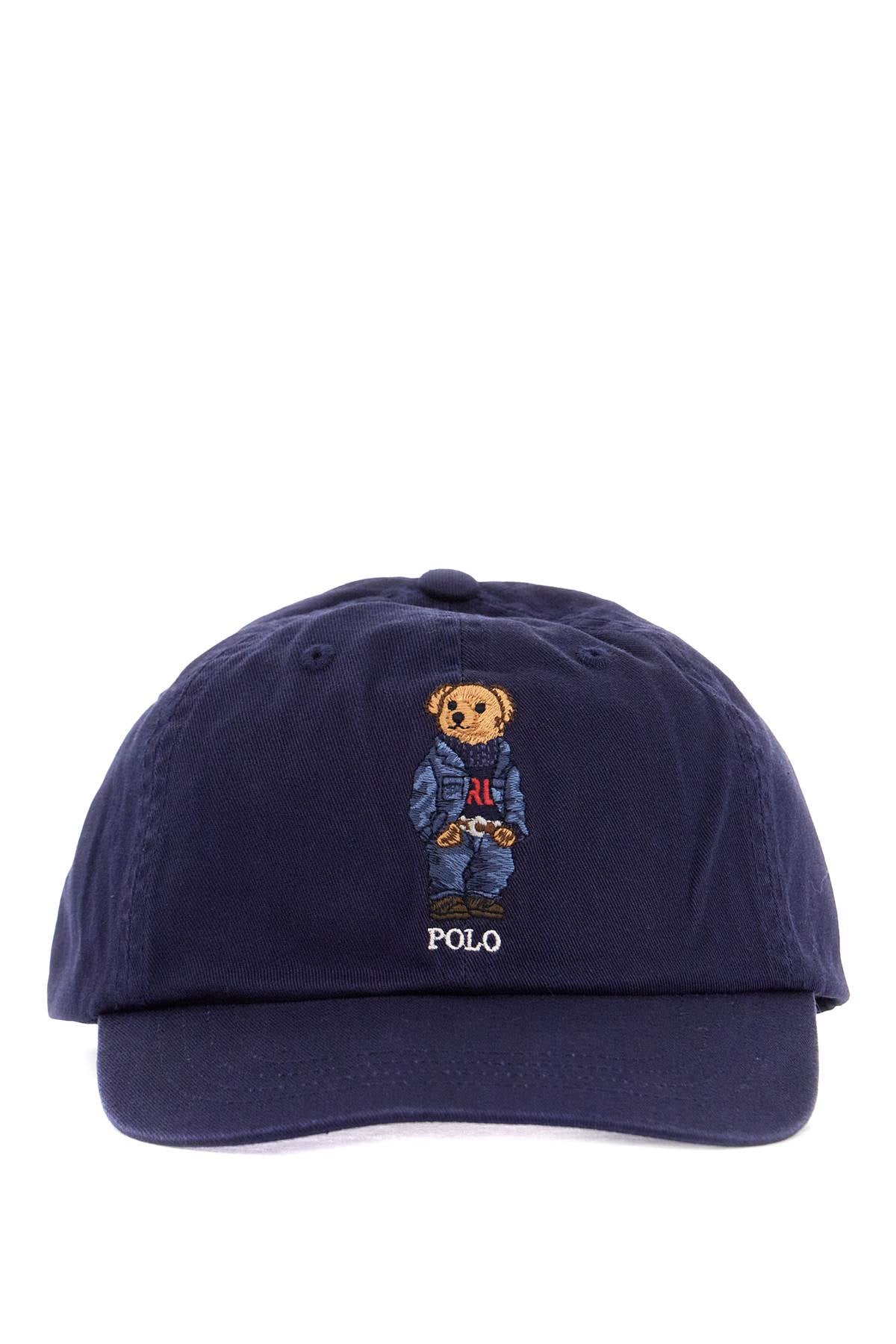 Тъмносиня памучна шапка Polo Ralph Lauren с бродерия от мече