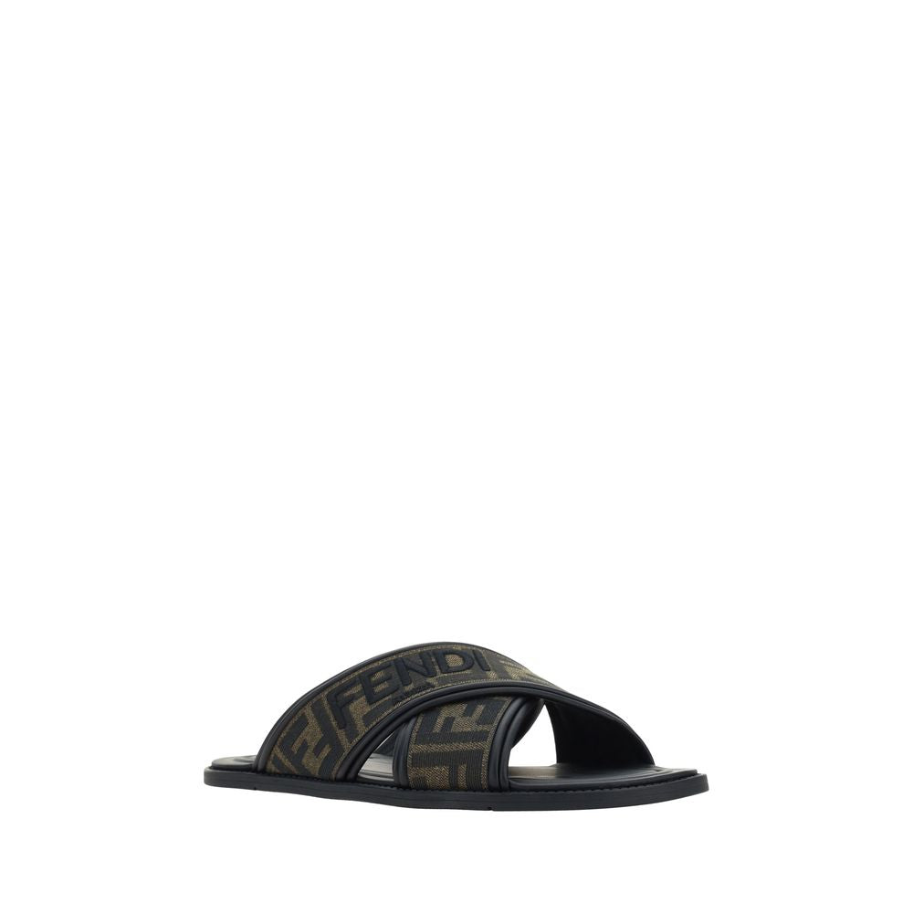 Черни гумени чехли Fendi