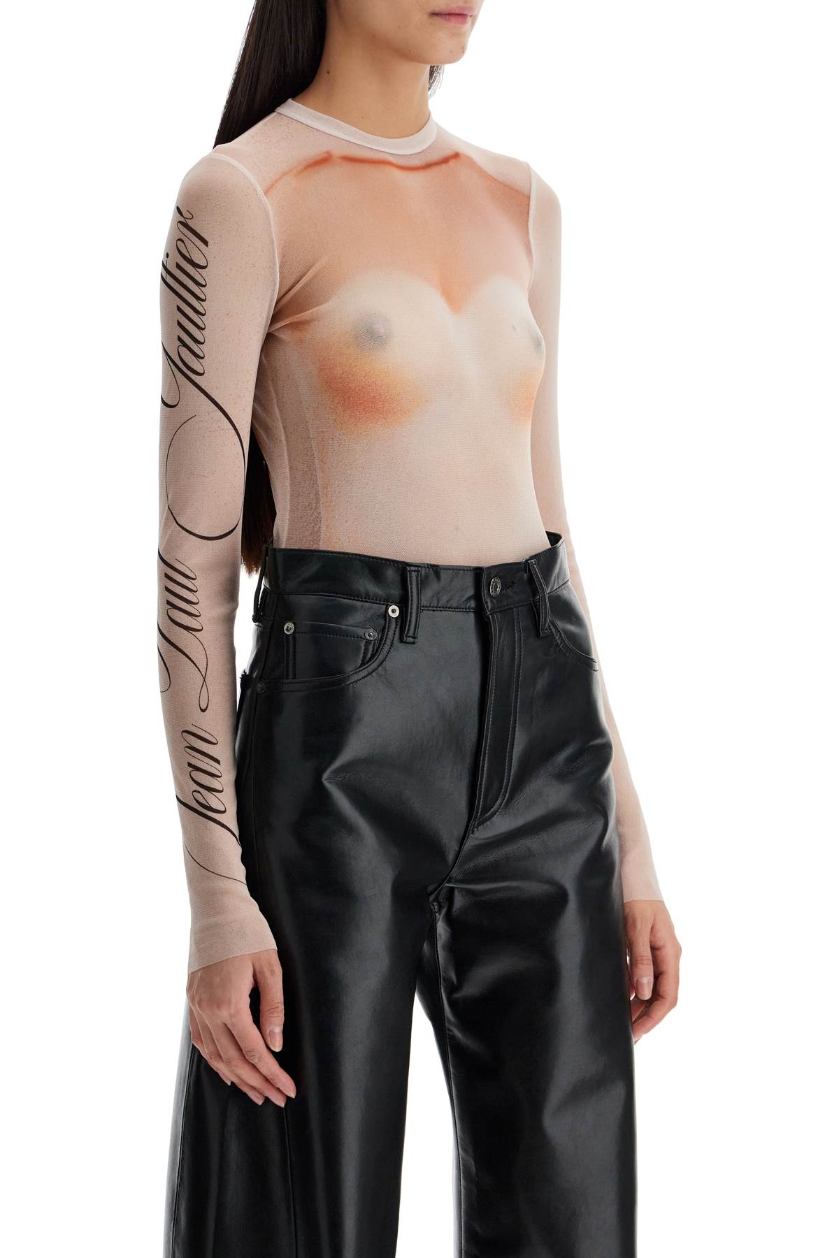 Боди с щампа от мрежеста материя JEAN PAUL GAULTIER за
