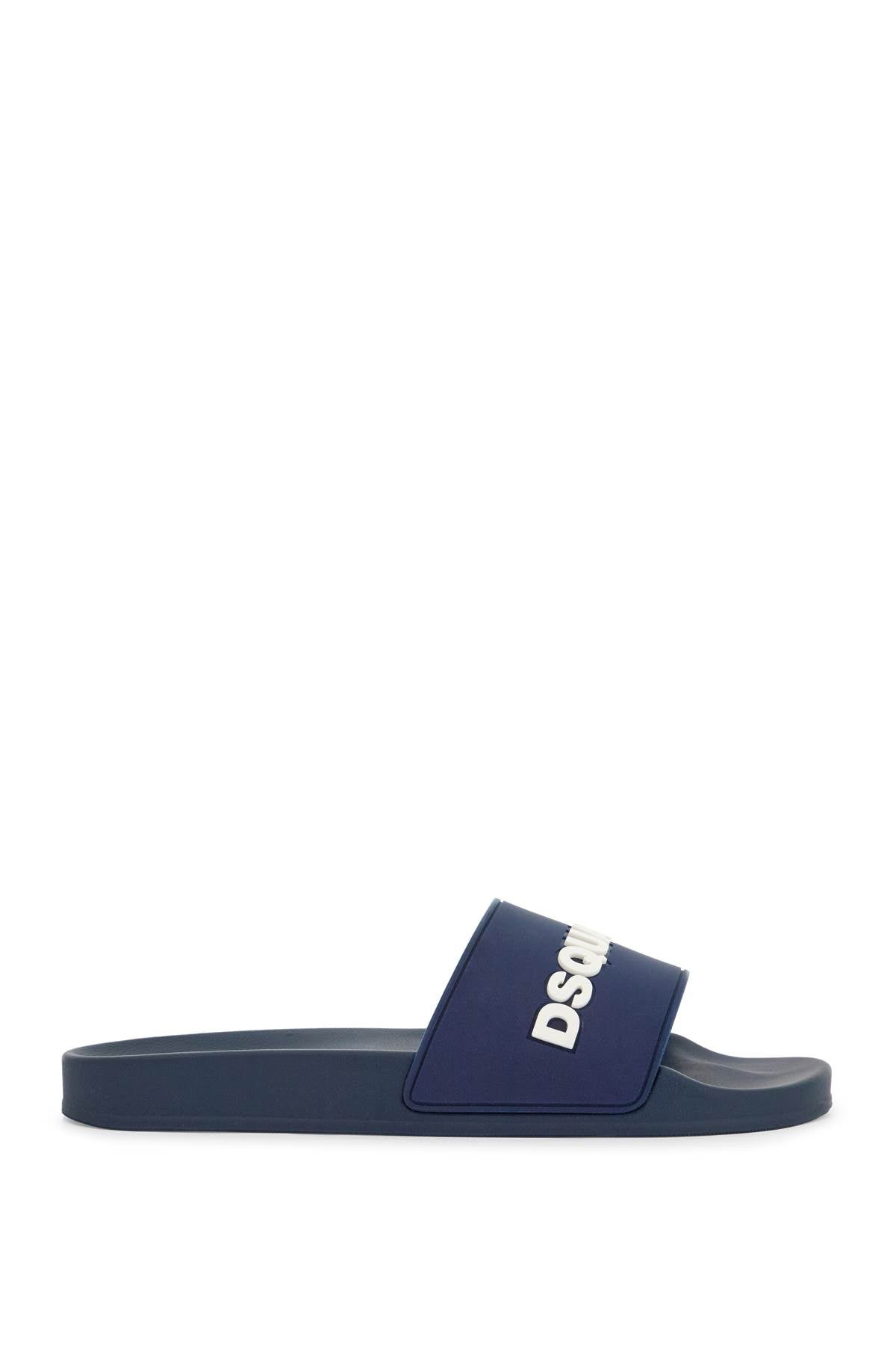 Dsquared2 navy blue polyurethane slippers with minimalist design and leather sole