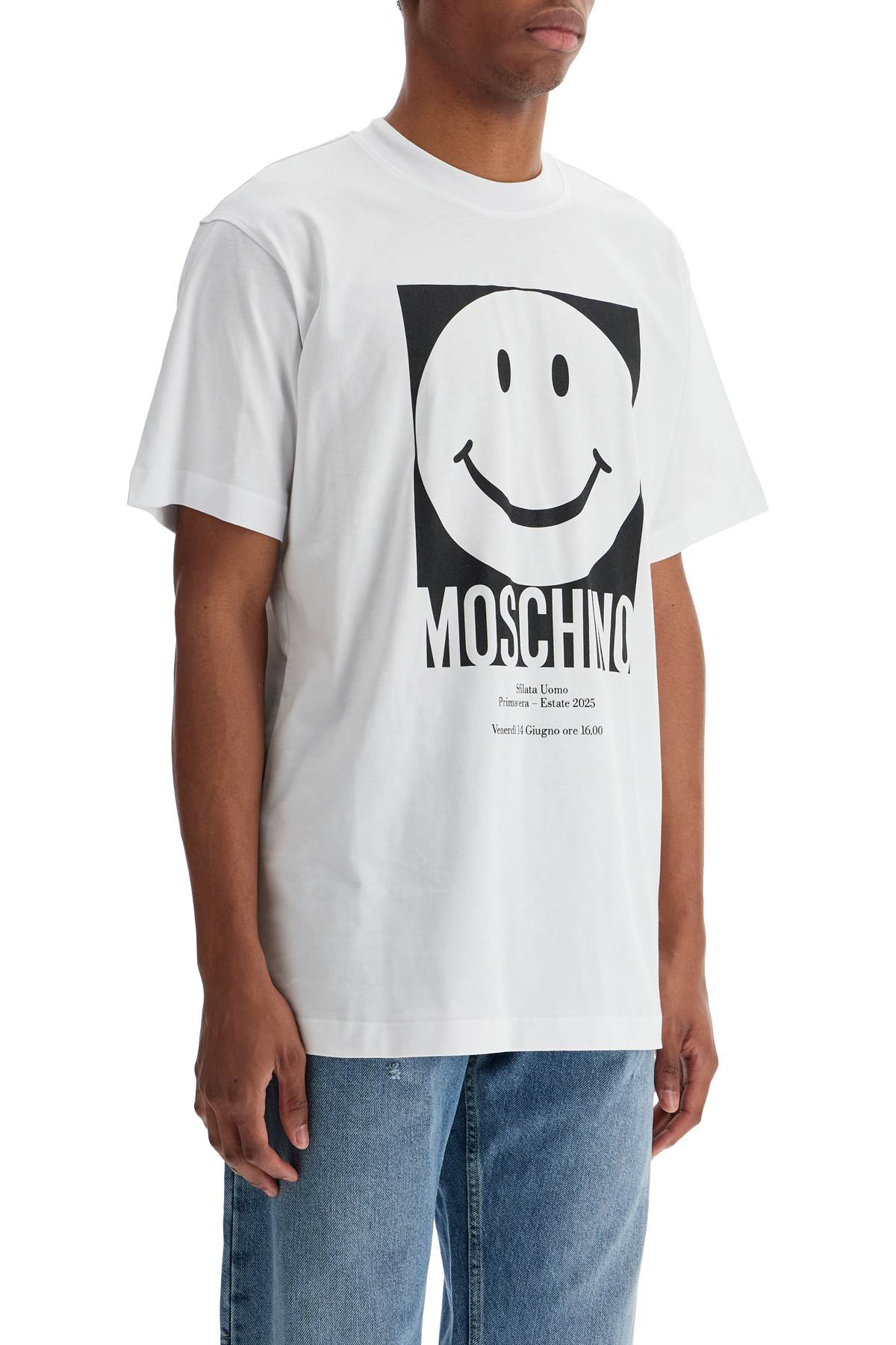 Тениска с принт на усмивки Moschino