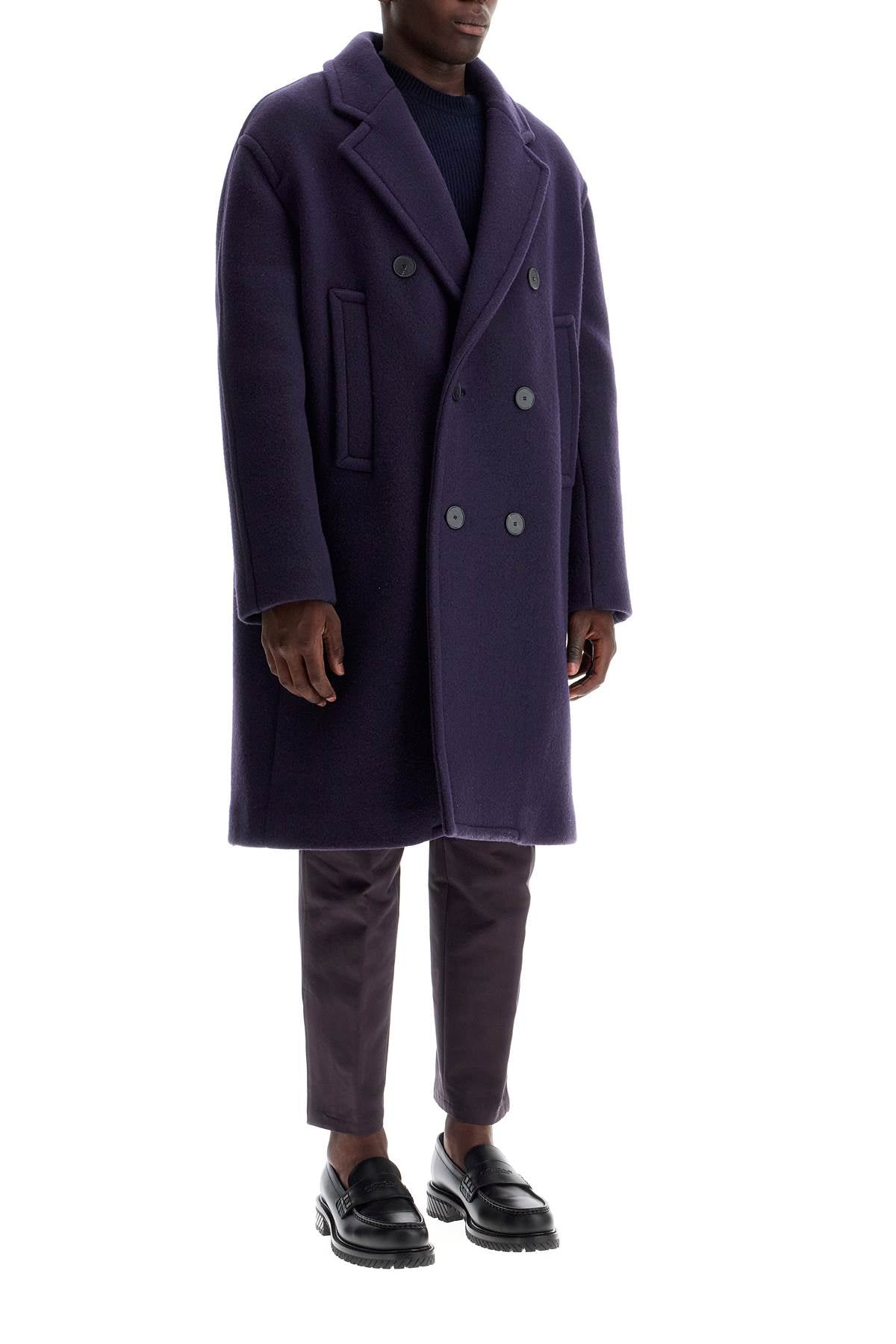 Двуредно тежко вълнено палто Lanvin