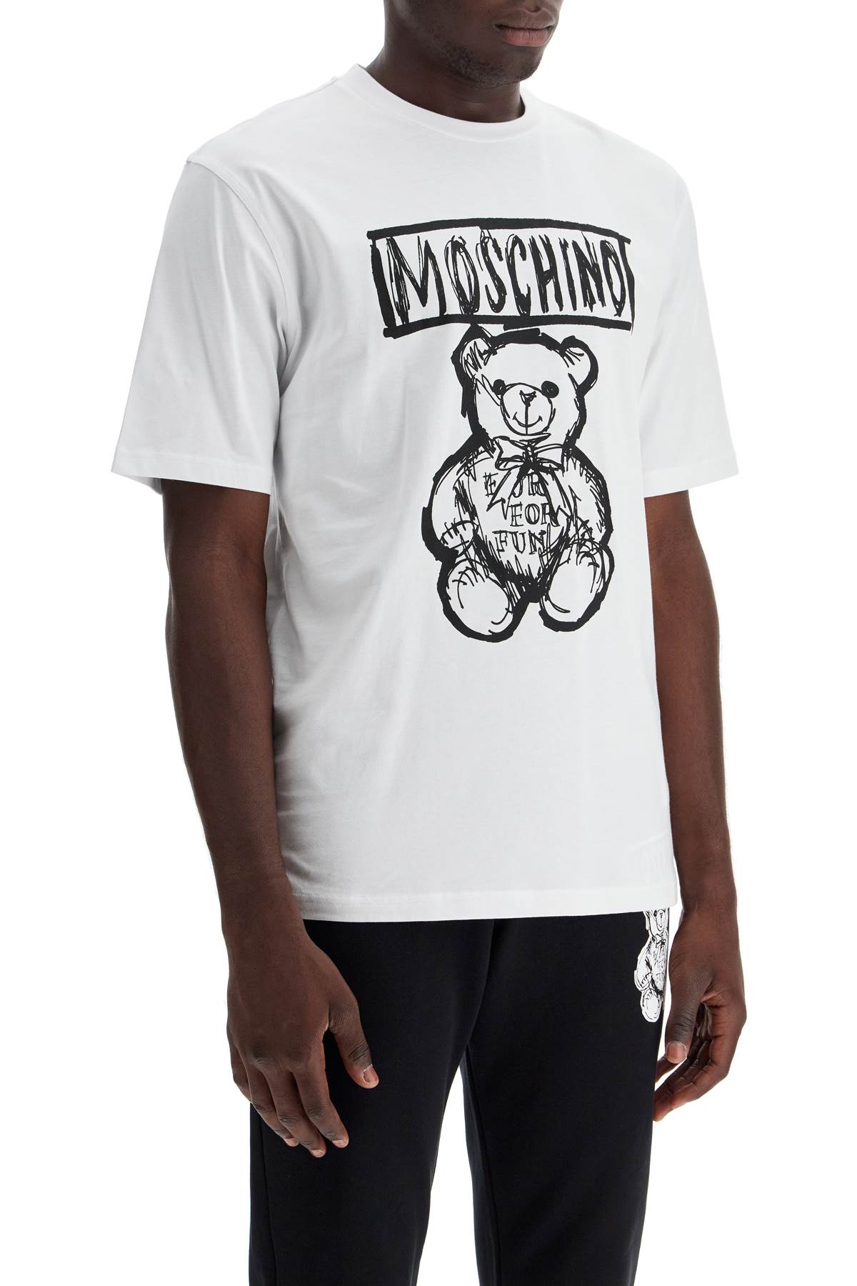 Тениска с принт на плюшено мече Moschino